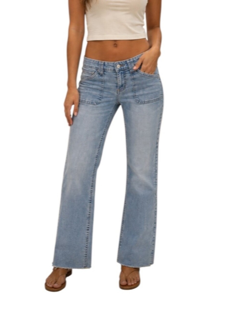 Lucky Brand Low-Rise Flare Raw Hem Denim Jeans-NWT